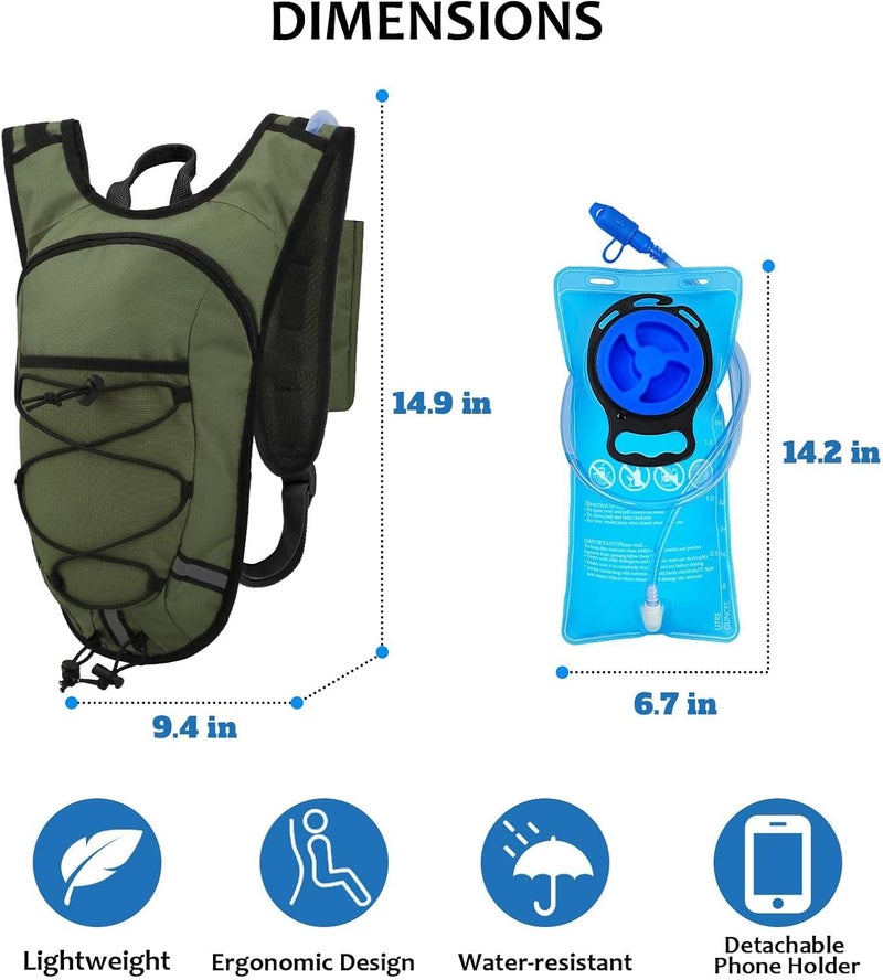 DEVONWIDE Lightweight Hydration Backpack 2L Water Bladder Pack for Running, Cycling, Hiking – Anti-Theft Water Backpack with Phone Holder, Trekking Pole Holder & Reflective Strips for Men & Women - Image 2
